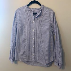 J.Crew Blue & White stripe Cotton Blouse (M)